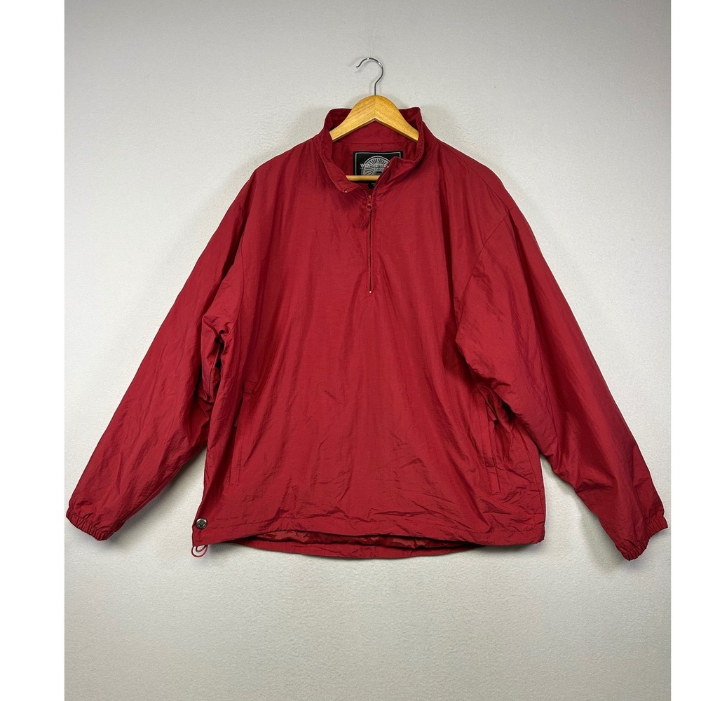 Gorpcore Weatherproof Mens XL Red Nylon Quarter Zip Windbreaker Jacket 5599